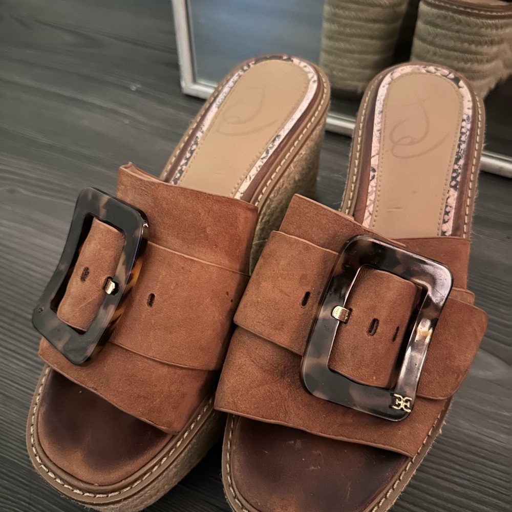 Sam Edelman Brown Suede Wedge Sandals